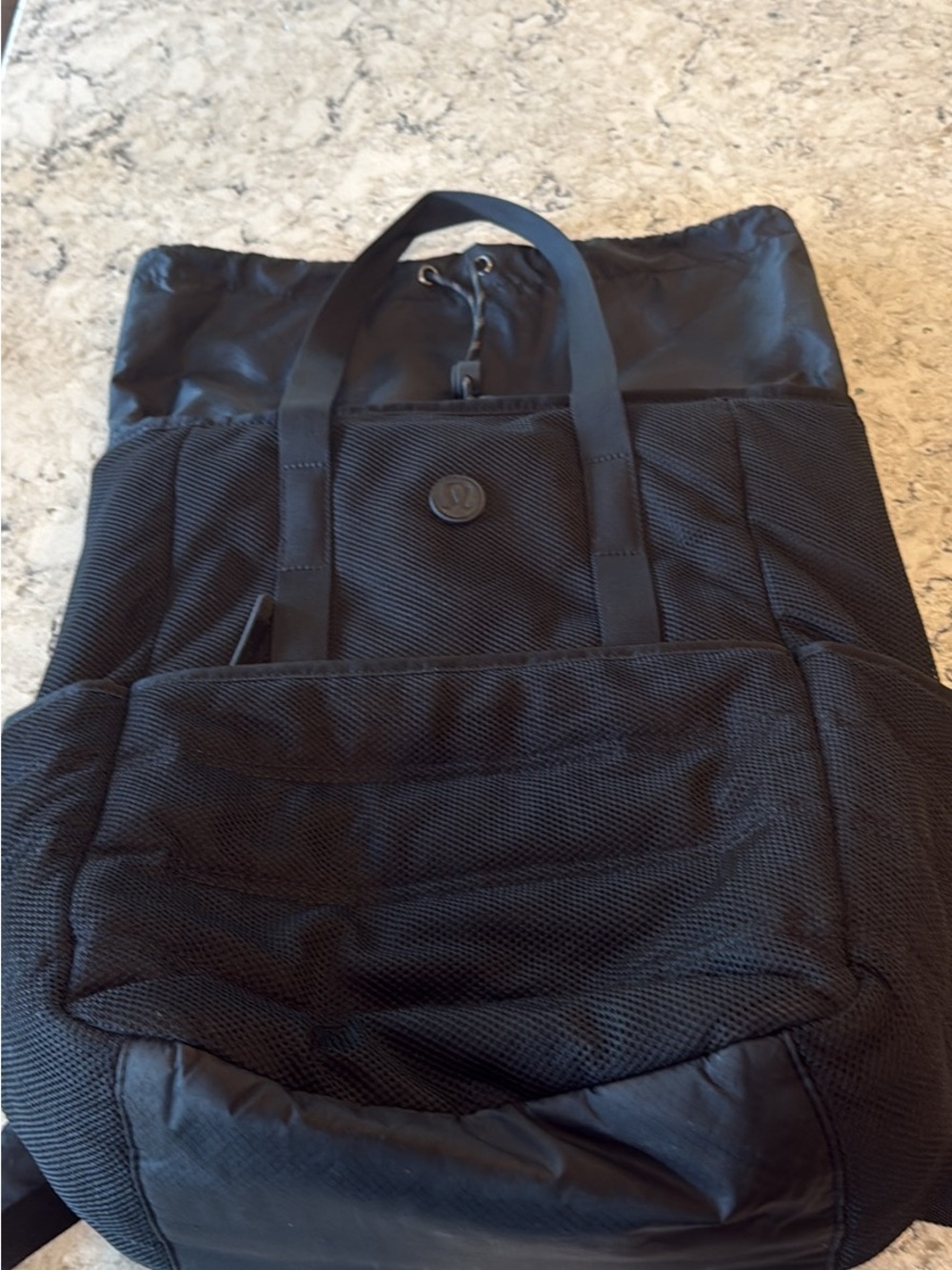 lululemon athletica Black Mesh Tote-Backpack